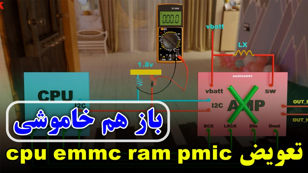 ویدیوی سه بعدی تعمیرات موبایل در زمینه ی خاموشی و هنگ روی لوگو که اتصالی لاین های i2c-sda و i2c-scl به هم دیگه باعث خاموشی دستگاه شده است